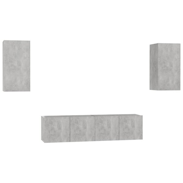 vidaXL Ensemble de meubles TV 4 Pièces Gris béton Bois d'ingénierie