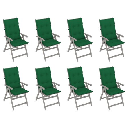 vidaXL Chaises inclinables de jardin avec coussins 8 Pièces Gris Acacia