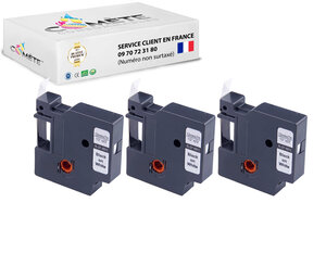 3 rubans compatibles pour étiqueteuses dymo d1 45013 s0720530 - 12mm x 7m noir sur blanc