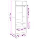 vidaXL Garde-robe gris béton 80x50x200 cm bois d'ingénierie