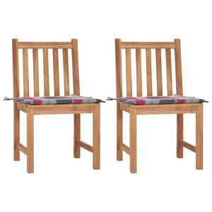 vidaXL Chaises de jardin lot de 2 avec coussins Bois de teck massif