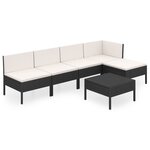 vidaXL Salon de jardin 6 Pièces avec coussins résine tressée noir