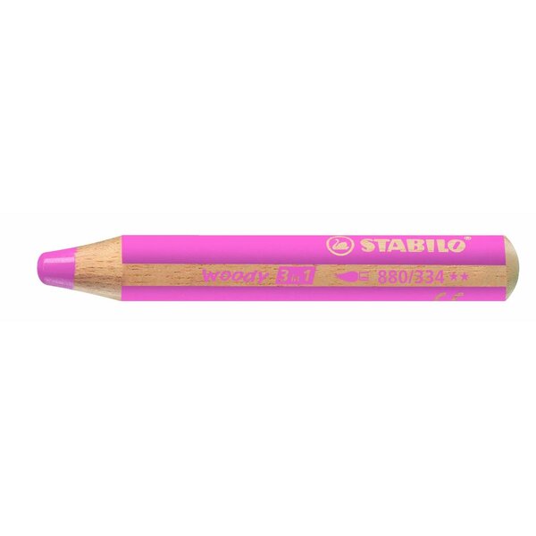 Crayon WOODY 3 en 1 Extra large rose foncé x 5 STABILO