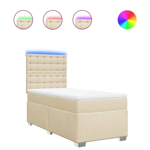 vidaXL Sommier à lattes de lit avec matelas Crème 90x200 cm Tissu