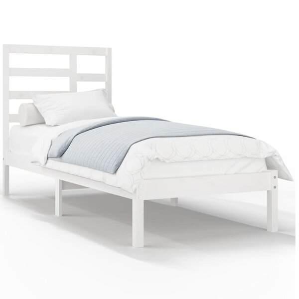 vidaXL Cadre de lit Blanc Bois massif 75x190 cm Petit simple