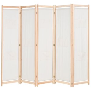vidaXL Cloison de séparation 5 panneaux Crème 200 x 170 x 4 cm Tissu