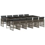 vidaXL Ensemble à manger de jardin 11Pièces avec coussins gris poly rotin