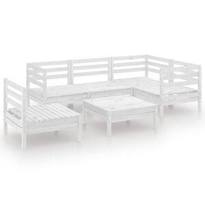 vidaXL Salon de jardin 6 Pièces Bois de pin massif Blanc