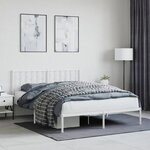 vidaXL Cadre de lit métal avec tête de lit blanc 150x200 cm