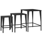 vidaXL Tables gigognes 3 Pièces noir résine tressée