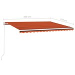 vidaXL Auvent manuel rétractable 450x350 cm Orange et marron