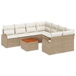 Ensemble de canapé de jardin 9 pièces avec coussins Beige Polyrattan Acacia