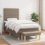 vidaXL Sommier à lattes de lit avec matelas Taupe 90x190 cm Tissu