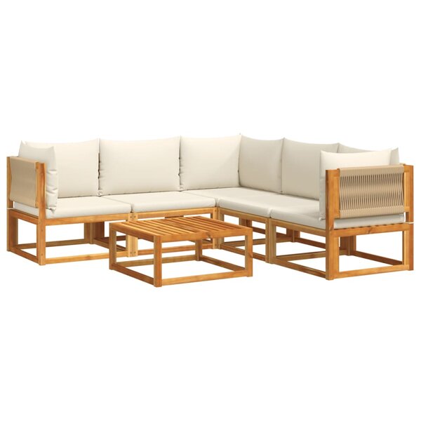 vidaXL Salon de jardin avec coussins 6 Pièces bois d'acacia solide