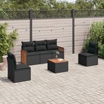 vidaXL Salon de jardin 6 Pièces avec coussins noir résine tressée