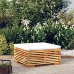 vidaXL Repose-pied de jardin avec coussin crème Bois de teck massif