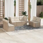 vidaXL Salon de jardin avec coussins 7 Pièces beige résine tressée