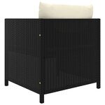 vidaXL Canapé de jardin avec coussins Noir Résine tressée