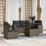 vidaXL Salon de jardin 6 Pièces avec coussins gris résine tressée