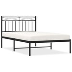 vidaXL Cadre de lit métal avec tête de lit noir 107x203 cm