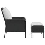 vidaXL Chaise de jardin avec tabouret noir résine tressée
