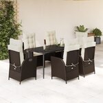vidaXL Ensemble à manger de jardin et coussins 7 Pièces marron rotin