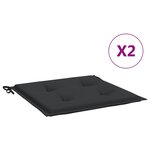 vidaXL Coussins de chaise de jardin lot de 2 noir 50x50x3 cm