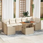 vidaXL Ensemble de canapé de jardin 8 pièces avec coussins beige poly rotin