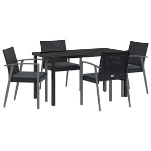 vidaXL Ensemble de salle à manger pour jardin 5 Pièces Noir Poly rotin