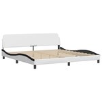 vidaXL Lit avec matelas blanc et noir 200x200 cm similicuir