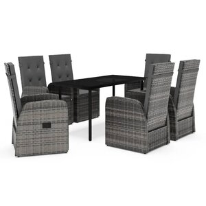 vidaXL Ensemble à manger de jardin avec coussins 7 Pièces Gris