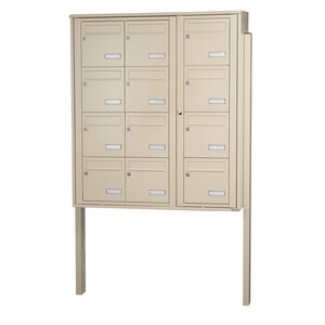 Bloc collectif Leabox 3x4 grade 3 simple face extérieur fixation sur pieds à sceller ivoire ral 1015 finition brillante