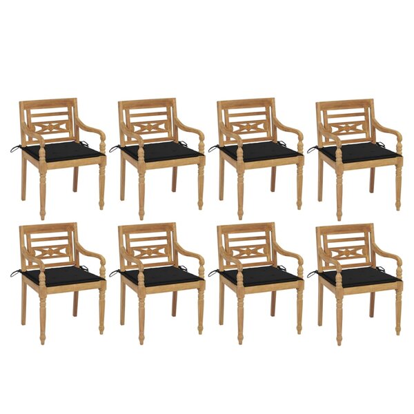 vidaXL Chaises Batavia avec coussins lot de 8 Bois de teck solide