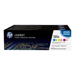 HP 125A pack de 3 toners cyan/magenta/jaune authentiques (CF373AM) pour HP Color LaserJet CM1312/CP1215/CP1217/CP1515/CP1518