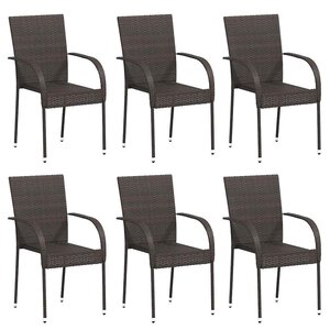vidaXL Chaises empilables d'extérieur lot de 6 Résine tressée Marron