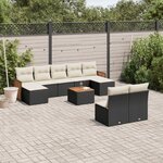 vidaXL Salon de jardin 10 Pièces avec coussins noir résine tressée