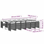 vidaXL Ensemble à manger de jardin coussins 13 Pièces mélange beige rotin