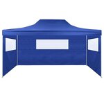 vidaXL Tente de réception pliable avec 3 parois 3x4 m Acier Bleu