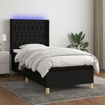 vidaXL Sommier à lattes de lit matelas et LED Noir 90x200 cm Tissu