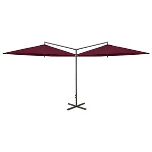 vidaXL Parasol de jardin double et mât en acier Rouge bordeaux 600 cm