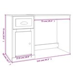 Bureau table poste de travail meuble d'ordinateur informatique étude avec tiroir chêne 115 x 50 x 75 cm bois d'ingénierie brun 02_0023448