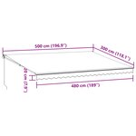 vidaXL Auvent rétractable anthracite et blanc 5x3 m tissu et aluminium