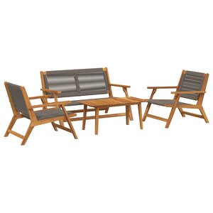vidaXL Chaises de jardin avec table 4 Pièces Gris Bois d'acacia massif