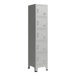 Casier de bureau armoire meuble de rangement pour bureau atelier chambre acier métallique avec 5 portes acier laqué 180 x 38 x 45 cm gris 03_0006349