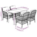 vidaXL Ensemble à manger de jardin coussins 5Pièces Noir Résine tressée