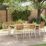 Ensemble de salle à manger de jardin de 9 pièces en bois de teck vidaXL