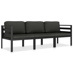 vidaXL Salon de jardin 3 Pièces avec coussins Aluminium Anthracite