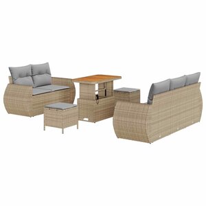 vidaXL Ensemble de canapé de jardin 8 Pièces Beige et Gris clair