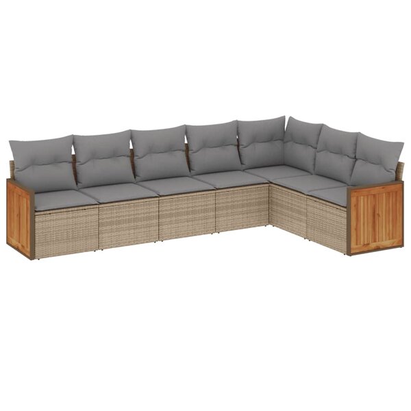 vidaXL Salon de jardin avec coussins 7 Pièces beige résine tressée