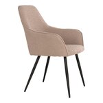2 chaises de salle à manger en polyester bouclé beige avec pieds noirs